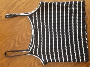 NWOT black and white striped crop top